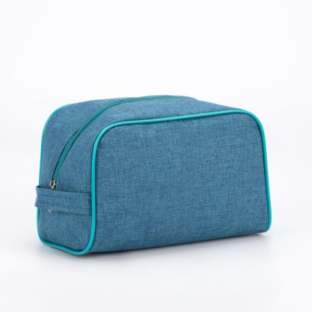 Cosmetic bag with zipper, turquoise color