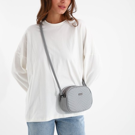 Bag Women's Cross-Bodi with a zipper, gray color-6