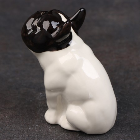Porcelain figurine "French bulldog white-black", 8 cm, copyright painting-3