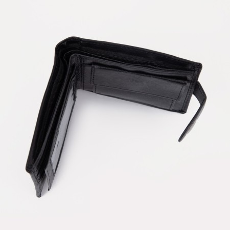 Male purse for magnet, department for bills, for maps, for coins, black color-2