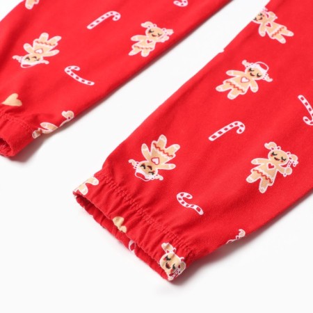 Пижама для девочки, цвет красный/печеньки, рост 128-134 см-9