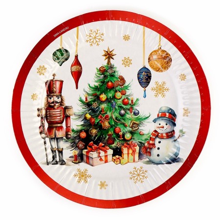New Year's Papa plate "Happy New Year", fairy tale, 18 cm, one -time-1