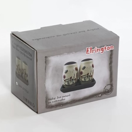 Elrington spices "Gray Cat", 2 section, with spoons and lids, 250 ml-3