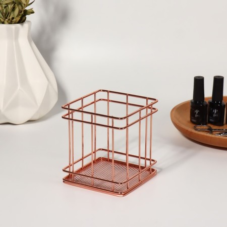 Storage for storage of manicure/cosmetic supplies "Rafael", 9 × 9 × 10 cm, bronze color-4