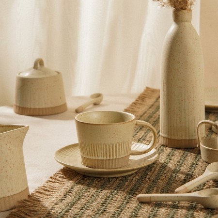 Tea couple ceramic SL Home "Vento", 2 items: a cup 250 ml, a saucer d = 15 cm, beige color-8