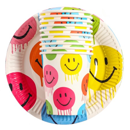 Set of paper utensils "Smile", 10 glasses, 10 plates-1