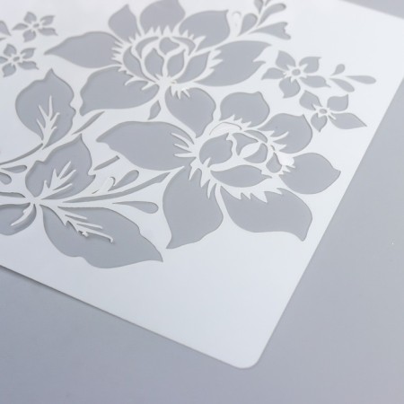 Stencil plastic "Flower" set 9 pcs 13x14 cm-3