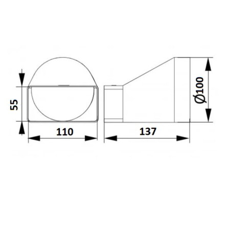 The connector of the rectangular and round channel Zein, 55 x 110 mm, d = 100 mm, ventilation-4