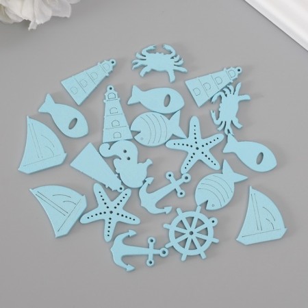 Decor for creativity tree "Sea surf" set of 20 pcs blue 2.5x2.9 cm