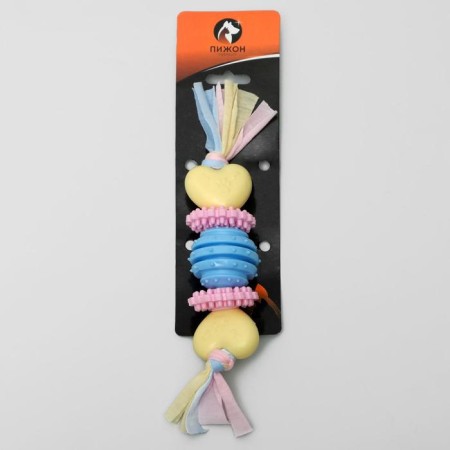 Chewing toy for dogs Premium Piggon on a rope, 5 elements, thermoplastic rubber, mix-3