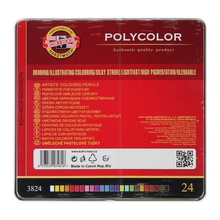 Family pencils Polycolor 3824, 24 colors, soft, in a metal pencil case-3