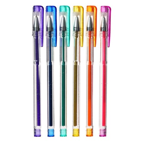 A set of gel pens, 6 colors, with sparkles, in a blister on the button-1