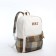 Youth backpack from textiles, 3 pockets, white/brown/blue color