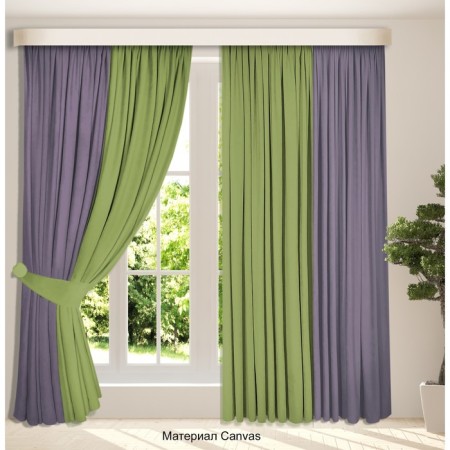 Set of curtains "Canvas", size 200x260 cm, 2 pcs, olive, purple color-4