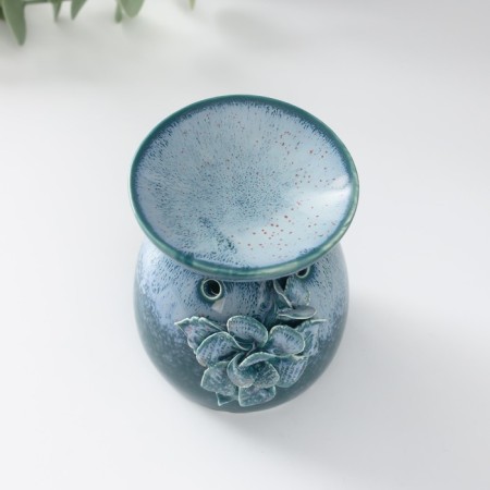 Aroma lamp ceramics "Field flower" white-blue 7.5x7.5x9.3 cm-4