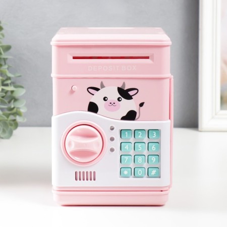 Piggy bank Plastic "safe. Layer" code castle, sound aa pink 13x12x19 cm