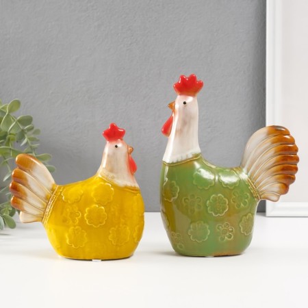Souvenir Ceramics "Rooster and Kurochka" set 2 pcs 14.5x15x6 15x7x20 cm-3