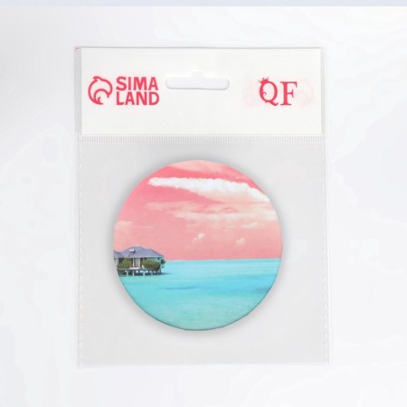 Folding mirror "beach", d = 7.5 cm, with an increase, pink/turquoise color-4