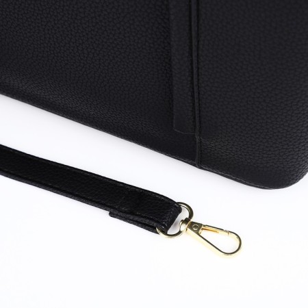 Soper bag with zipper, black color-5