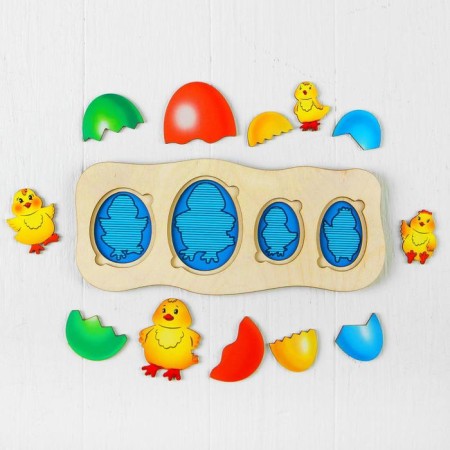 Developing puzzle "chickens-slate", the drawing is glued-2