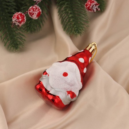 Christmas tree decoration "Dwarf, peas cap" (set 2 pcs) 9x4.5 cm, red-1