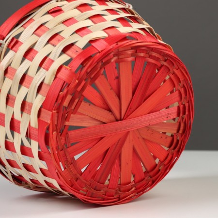 Wicker basket, bamboo, 21x21x10/24 cm, red-4