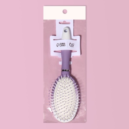 Comb massage, rubberized pen, 7 × 24 cm, white/purple color-4