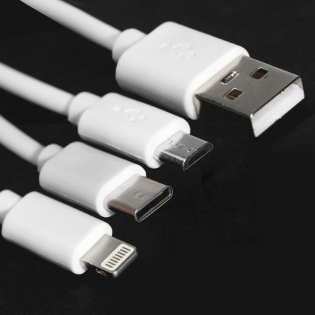 Windigo cable, 3 in 1, MicroUSB/Lightning/Type -C - USB, 2 A, PVC braid, 1 m, white-3