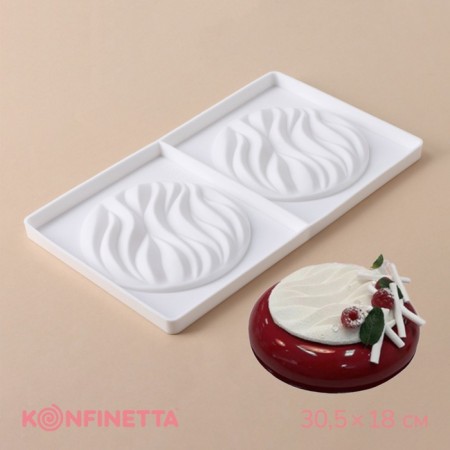 Form for mousse desserts and baking double shares "Zebrano", 30.5 × 18 cm, white color