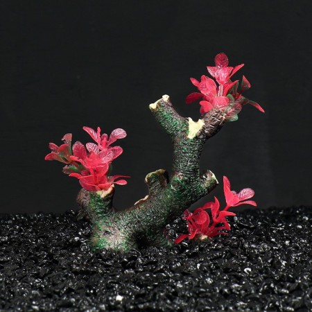 Decor for the Aquarium "Crazy" with orange-pink plants, 15 x 7 x 16.5 cm-2