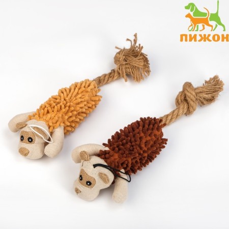 Soft toy for dogs "dog" with a squeak and a rope, 39 x 11 cm, brown