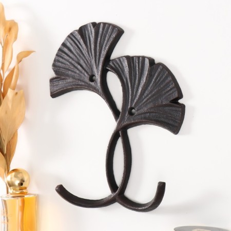 Hooks decorative cast iron "ginkgo leaves" 22x17.5x3.2 cm-1