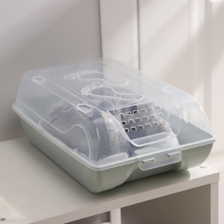 Box for storing shoes with a lid "Traces", 37 × 22 × 14 cm, color gray-blue-4