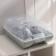 Box for storing shoes with a lid "Traces", 37 × 22 × 14 cm, color gray-blue