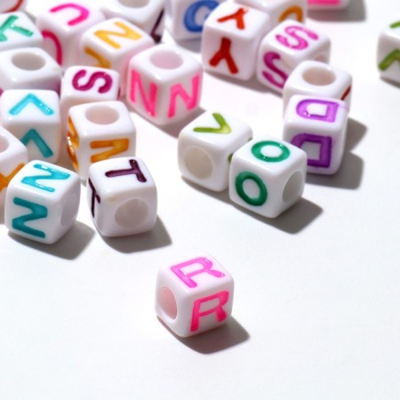 Acrylic bead "English letters" mix, cube 7 × 7 mm, set 10 g, color-1