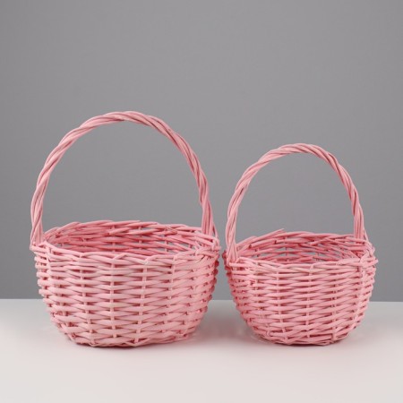 A set of wicker baskets, willow, 24x13/26 cm, 18x11/23 cm, 2 pcs, pink