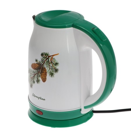 Teapot Electric Matryona MA-120, Metal, 1.8 L, 1500 W, white-green with the pattern "BIGH"-1