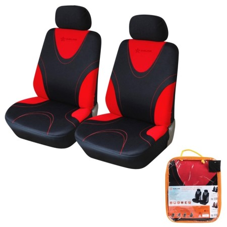 Covers for seats universal RS-1, on the front seats, polyester, black/red