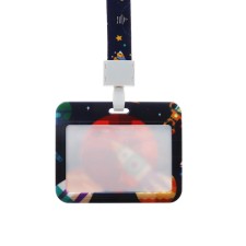 Badge horizontal external size 10 x 7.8 cm, internal size 5.2 x 8.2 cm, tape 42 cm, with the pattern 