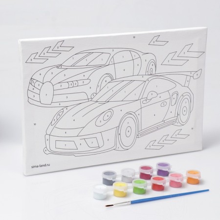 Picture on numbers for children "Fast Cars", 20 x 30 cm-1