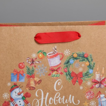 Craft vertical “Wreath” package, MS 18 x 23 x 10 cm, New Year-3