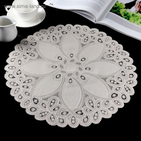 Openwork napkin "Flower", 38 × 38 cm, beige color-4