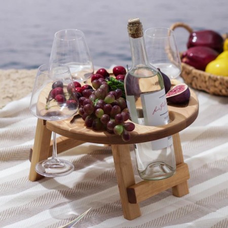 Table - a tray for wine with a menage and folding legs ADELICA, 3 persons, d = 32 × 2.8 cm, birch-4