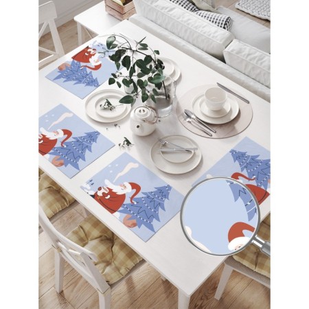A set of napkins for setting the table "Santa Claus under the Christmas tree", rectangular, size 32x46 cm, 4 pcs-1