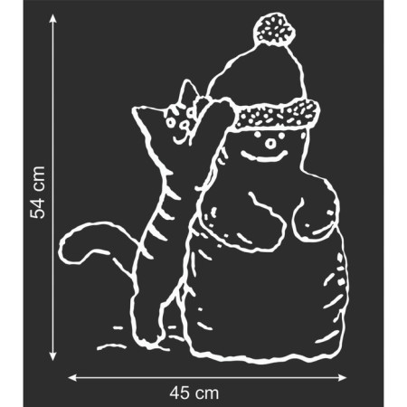 Decorative sticker for windows "Cat and Snowman" 45x55 cm-1
