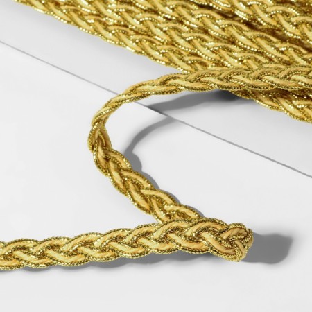 Decorative braid “Kosichka”, 7 mm, 10 ± 1 m, gold/beige color-1
