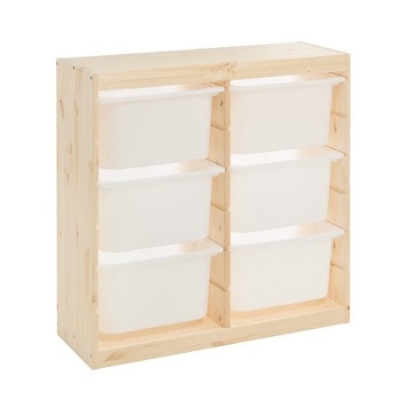 Trofast-3 rack, with containers, vertical, pine array