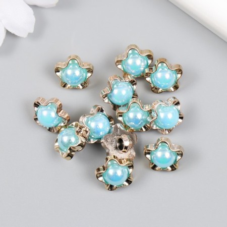 Button plastic for creativity "Flower with pearls" set of 12 pcs 1.2x1.2x1 cm-2