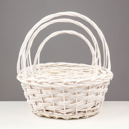 Set of wicker baskets, willow, 3 pcs., White color-2