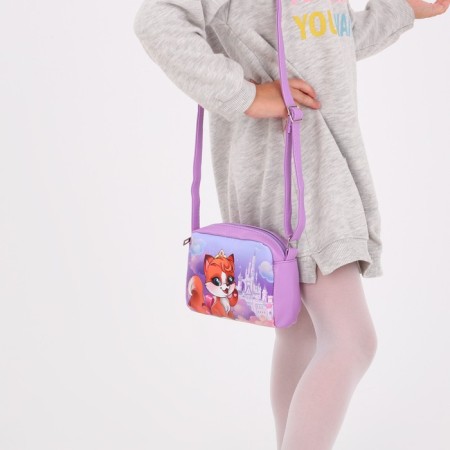 Children's bag for a girl "Fairytale Fox" from eco-leather, on a strap, 15x12x3 cm